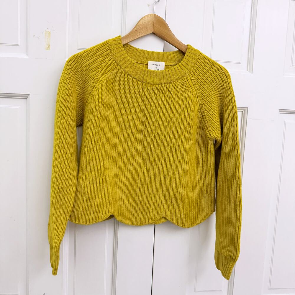 Wilfred Sardou Cropped Scalloped Sweater